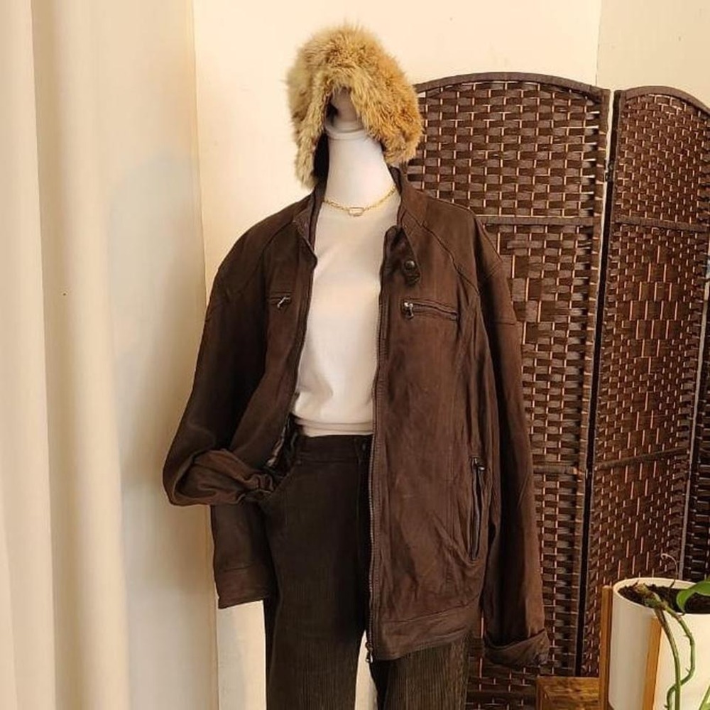 Vintage VERA PELLE Italian Leather Moto Jacket Chocolate Brown Made in Italy
